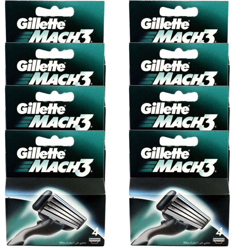 32 Count Gillette Mach3 Razor Blade Refill Cartridges for Mach 3 (8