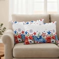 thumbnail image 2 of 4th of July Floral Outdoor Waterproof Pillow Covers, Blue Red Independence Day Stars Decorative Rectangle Throw Pillowcase Sofa Cushion Sham for Patio/Couch/Chair, 20"x12" 2 Pack, 2 of 8