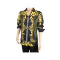 thumbnail image 3 of Men's Sports Shirt By Barocco Fashion Printed Long Sleeves Soft Feel EFS75 Black, 3 of 7