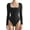 01 Black, variant on Women Square Neck Long Sleeve Bodysuit Sexy Thong Bodysuit Shirts