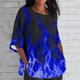 thumbnail image 2 of Tops Y Blusas de Señoras, Casual Cortado 3/4 Manga Impresa Camisa Suelta Superior Hecha de Poliéster Suave Transpirable para Primavera Verano, Blusas para Mujeres Casual, 2 of 5