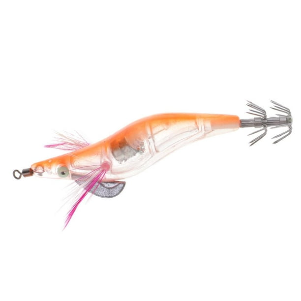 Lifelike Squid Jigs Fishing Hooks Luminous Baits Night Fishing 10.5cm -  Orange