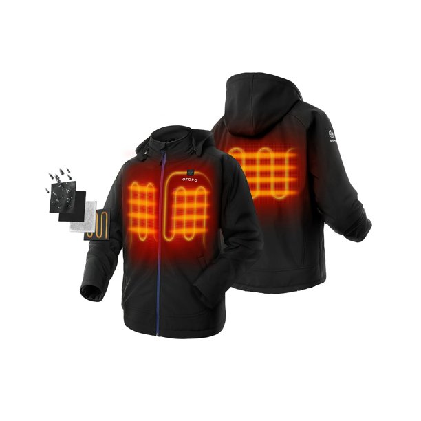 ORORO Men's Heated Jacket with Detachable Hood and Battery Pack (Black/Blue,2XL)
