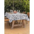thumbnail image 4 of 60x84 Inch Outdoor Tablecloth with Umbrella Hole Zipper Rectangle Blue Floral Rectangular Tablecloths Outside Waterproof Farmhouse Vintage Flower Leaf Botanical Patio Table Cover for Picnic Party, 4 of 8