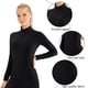 thumbnail image 4 of Camisas de entrenamiento de manga larga para mujer con sujetador incorporado, camisetas cortas deportivas ajustadas para correr - Negro,,M,:;:;, 4 of 6