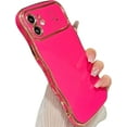 thumbnail image 2 of for iPhone 12 Case,Curly Wavy Grip Design Plated Love Heart Luxury Phone Case, Full Camera Lens Protection Fun Cute Side Small Pattern Electroplate Slim Soft Wave Case for iPhone 12,Rose, 2 of 10