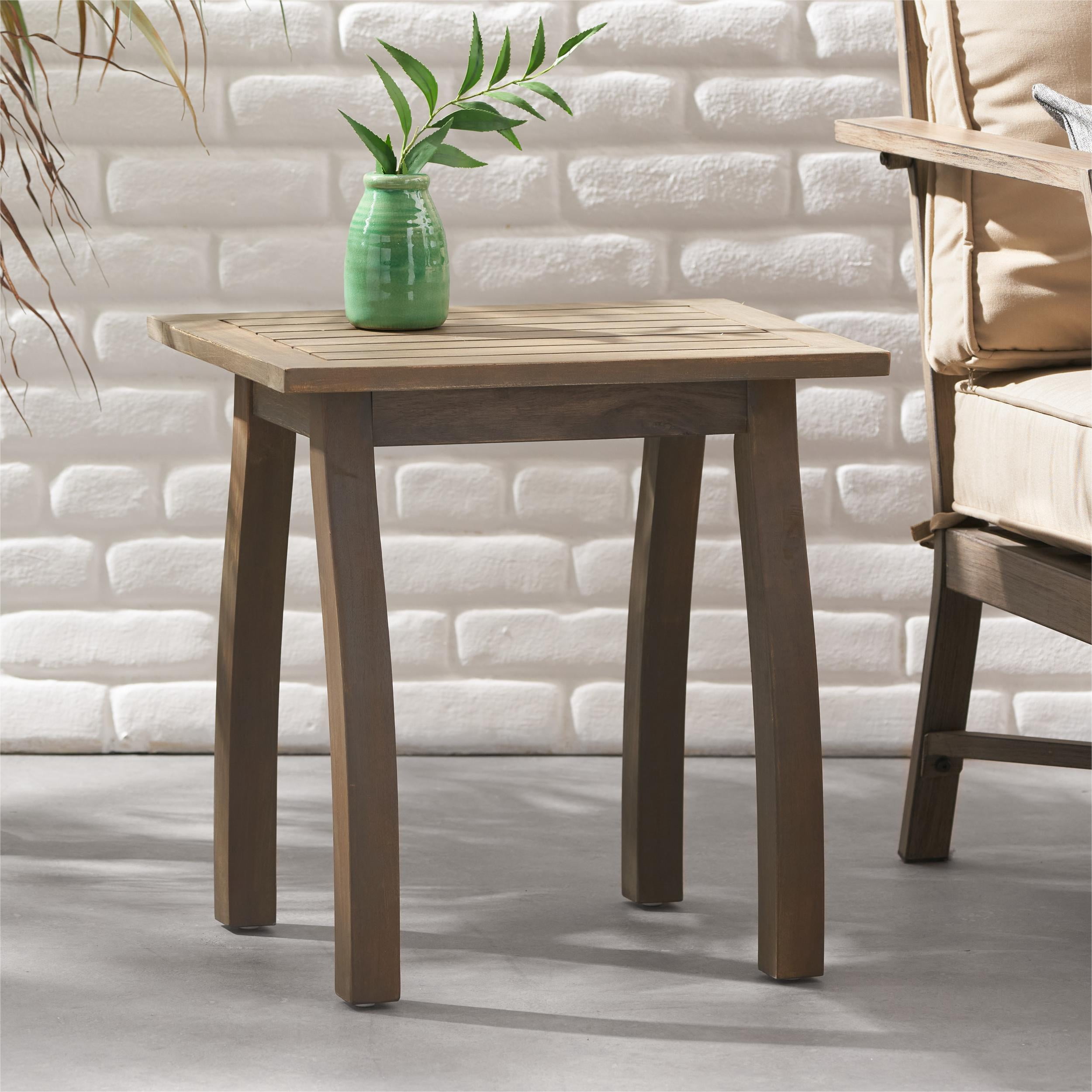 Outdoor Side Table,Small Square Wood End Table,Grey