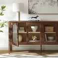 thumbnail image 4 of Nell 72" Glass Door Sideboard Storage Display Cabinet in Walnut, 4 of 9
