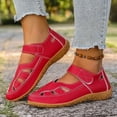 thumbnail image 2 of Gpaecead Women Hollow Out Flat Sandals Closed Toe Breathable Adjustable Ankle Strap Plus Size Shoes Spring Summer Casual Versatile,Red, 2 of 6