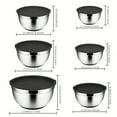 thumbnail image 2 of 6-Piece Stainless Steel Mixing Bowl Set With Lids - Non-Slip, Dishwasher Safe, Perfect For Baking & Cooking - Includes Spoons, 2 of 5