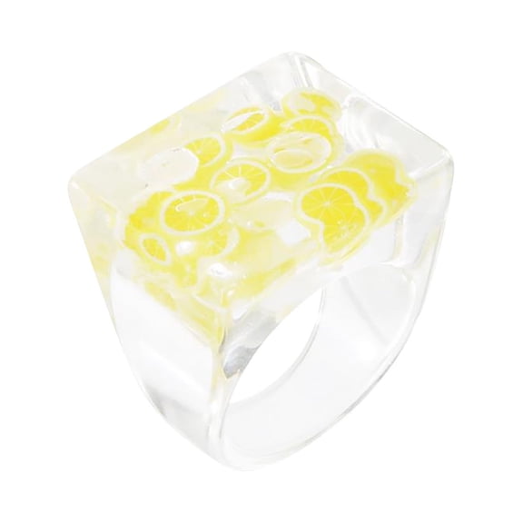Up to 65% off amlbb Ladies Fashion Creative Transparent Ring Fruit Square Acrylic Ring Rings for Women