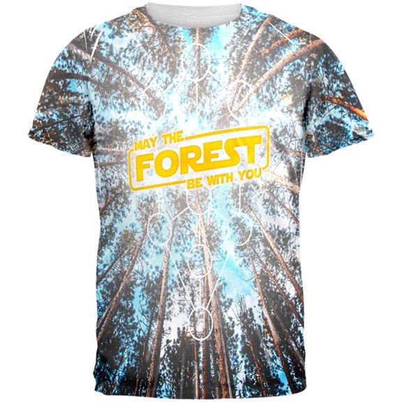 Earth Day May the Forest be with You All Over Mens T Shirt Multi 2XL