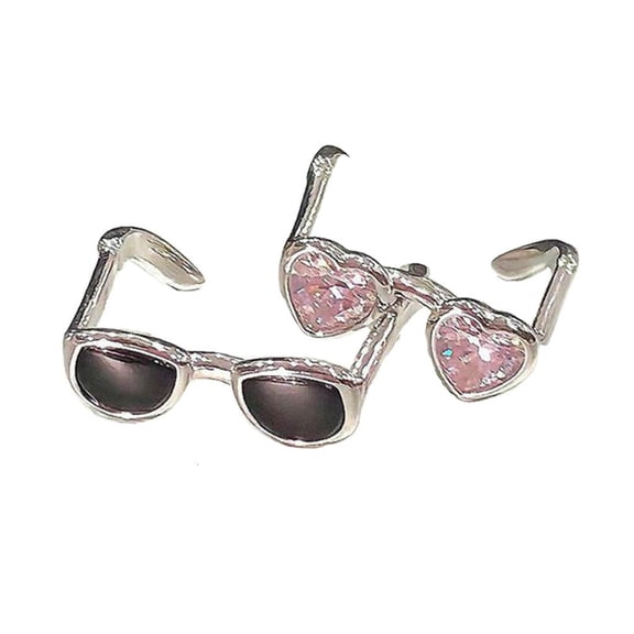 lanema 2Pcs Inspired Rings for Women Eyewear Shaped Glasses Couples Open Rings Stylish Accessories