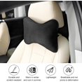 thumbnail image 4 of 1 Piece Suede Car Headrest Pillow Soft Comfortable Breathable with Adjustable Strap Vehicle Seat Neck Support Cushion Ergonomic Design Auto Head Rest Pad, Black, 4 of 10