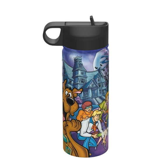 Bottle Scooby-Doo Insulated Stainless Steel Wide Mouth Water Bottle With Straw, 18oz Portable Leak Proof Drinking Bottle For Outdoor Office Travel School