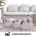 thumbnail image 4 of Woven Cotton Rope Storage Basket,Decorative Woven Basket,Decorative Baskets with Detachable Leather Handles for Closet Storage,Woven Baskets For Toy,Blanket, Book Storage(White 1PCS), 4 of 7