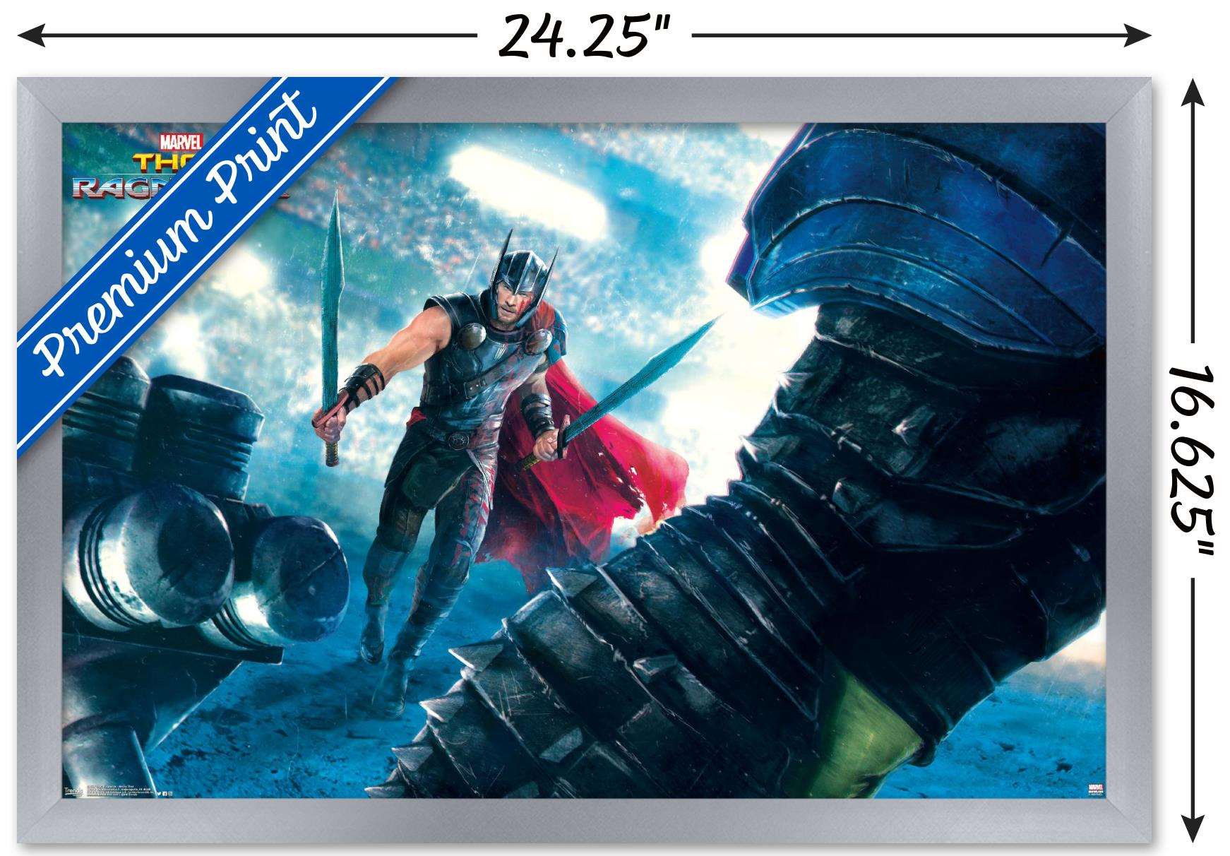 Marvel Cinematic Universe - Thor - Ragnarök - Arena Thor Wall Poster, 14.725" x 22.375", Framed