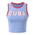 thumbnail image 2 of HNMKIU Women's Retro Streetwear Graphic Letter Print Brazil Crop Top T Shirt Womens Tank Tops Light Blue,M, 2 of 8