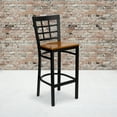 thumbnail image 2 of Flash Furniture 2 Pk. HERCULES Series Black Window Back Metal Restaurant Barstool - Cherry Wood Seat, 2 of 8