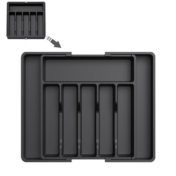 Extra Large Expandable Silverware Organizer, BPA-Free Food-Safe Cutlery Flatware Organizer, Kitchen Utensil Drawer Organizer, Adjustable Silverware Holder for Spoons Forks Knives