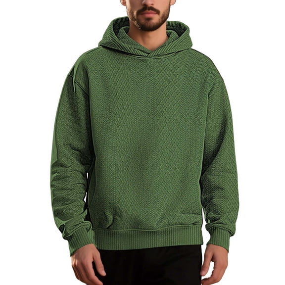 Yievot Men's Long Sleeve Hooded Sweatshirt Casual Hoodies Pullover Solid Textured Hoodie with Pocket