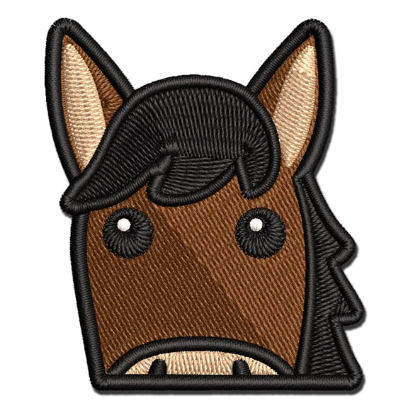 Peeking Horse Applique Multi-Color Embroidered Iron-On Patch - 2.5 Inch Small