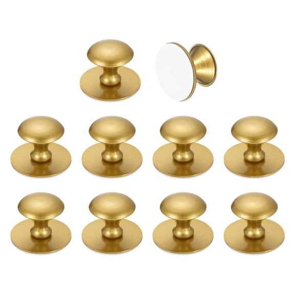 Uxcell 10 Pack Adhesive Cabinet Knobs, Stainless Steel Self-Stick Drawer Knobs, No Drilling Round Stick on Instant Handle Cabinet Pull for Wardrobe Cupboard Drawer Closet, Gold