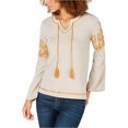 thumbnail image 1 of Style & Co. Womens Knit Peasant Blouse, Beige, X-Large, 1 of 1