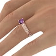 thumbnail image 3 of Amethyst 2.06 ctw Ring with Diamonds 14K Rose Gold Filigree Cathedral Princess, 3 of 6