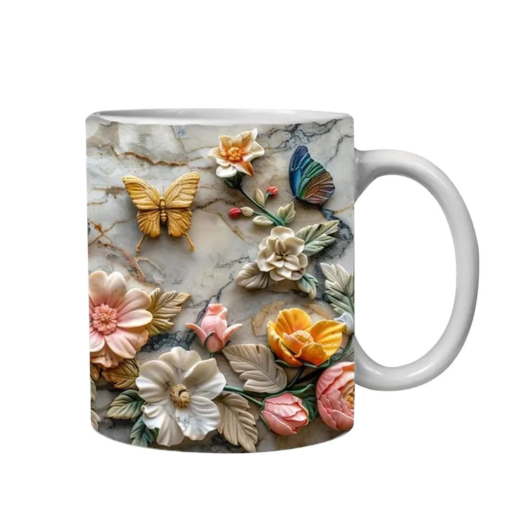 BSJJY 3D Flower Coffee Cup, Beautiful Rose White Cup, Valentine's Day Mug,  Women's Day Mug Present, Gift For Her, 3D Rose Full Wrap Cup (B) -  Walmart.com