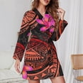 thumbnail image 3 of Beautiful Hand Drawn Floral Pattern Night Robe Long Sleeve V Neck Robe With Belt Women's Sleepwear Dresses, 3 of 9