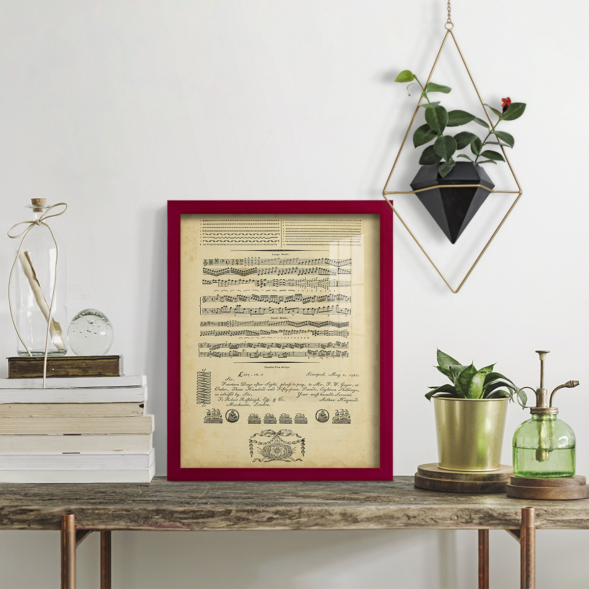Deckled Encyclopediae V (AS) -Framed Print w/glass-Cherry Red