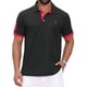 thumbnail image 1 of Camiseta polo de piqué para hombres Inspire Chic para el Día del Padre, con patrón y contraste de color, camisetas de golf 2XL en negro, 1 of 6