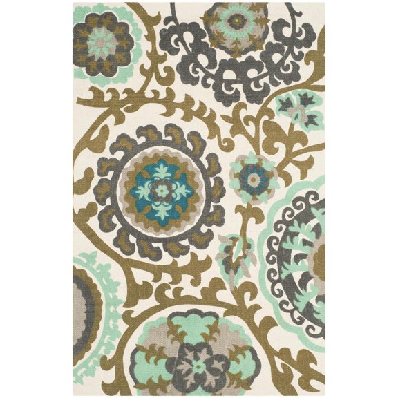 Contemporary Rug - Cedar Brook Cotton Pile -Turquoise-Color:Turquoise,Design:Contemporary,Shape:Accent,Size:3'9"L x 2'3"W