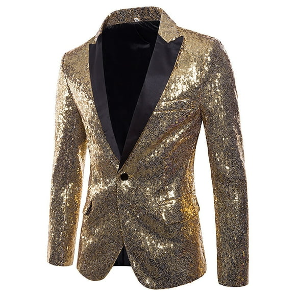WAENQINLA Men's Sequin Blazers Casual Slim Fit Suit Jackets Single Breasted Shawl Lapel Work Party Sport Coats