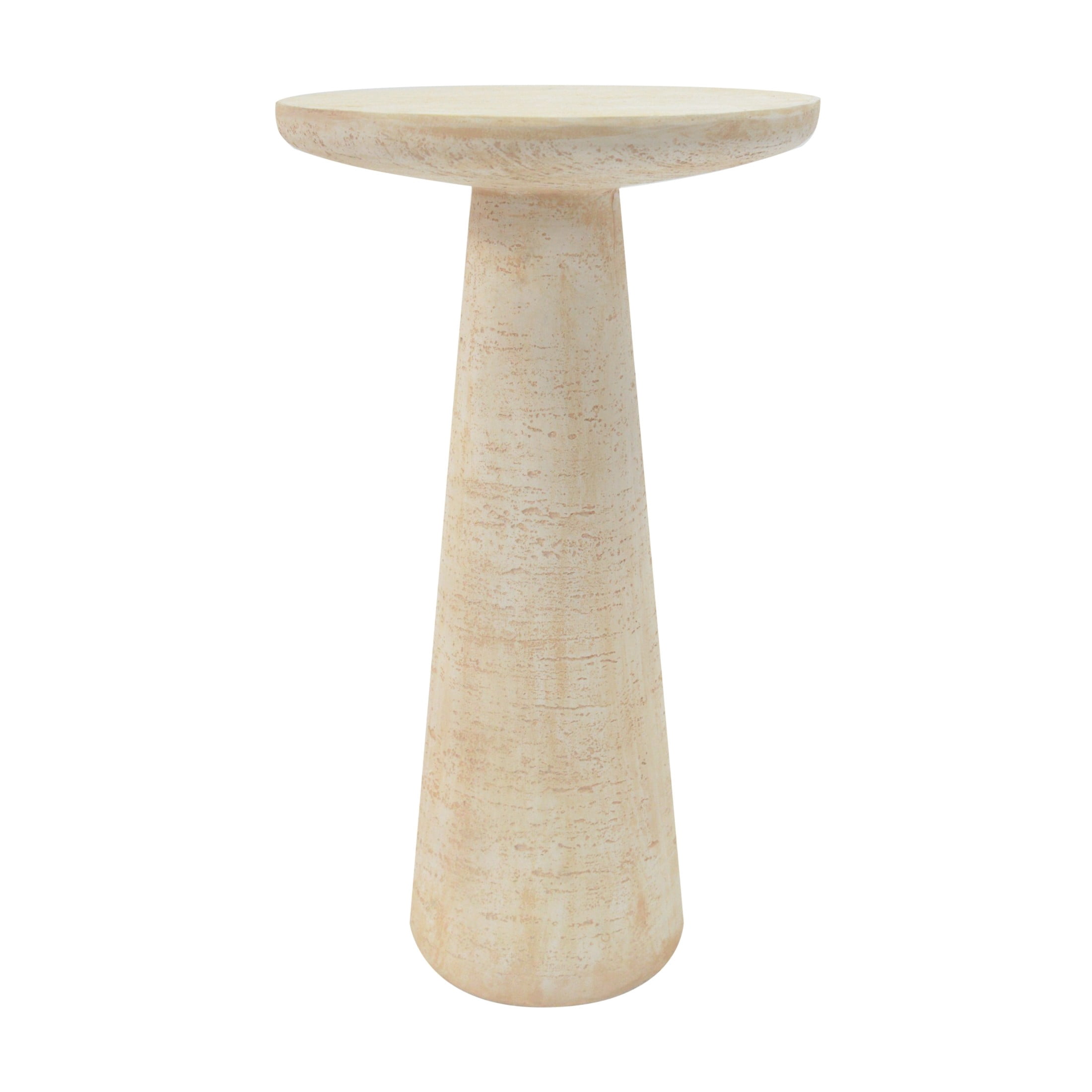 Christopher Knight Home 24.5" MGO Outdoor Round Top Side Table, Travertine Pedestal Drink Table