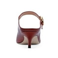 thumbnail image 4 of YDN Women Pointed Toe Strappy Backless Pumps Slip on Kitten Low Heel Mules Fashion Dress Formal Slides Size 6.5 Wine Red, 4 of 4