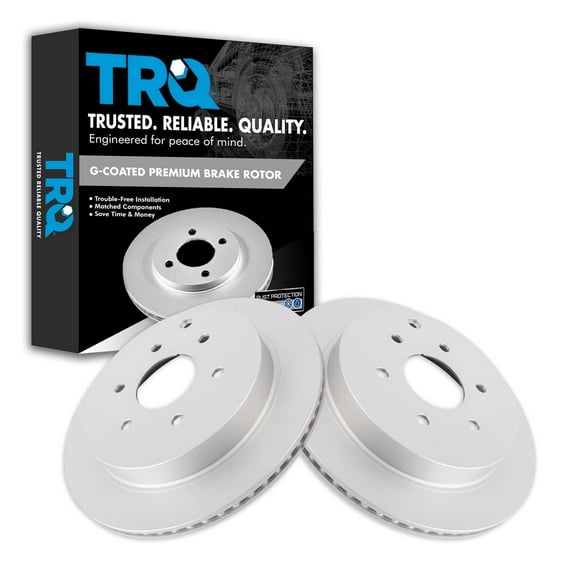 TRQ Rear Brake Rotors Set Vented Premium G-Coated Fits Select 2011-2013 INFINITI QX56 2014-2022 QX80 2017-2022 Nissan Armada