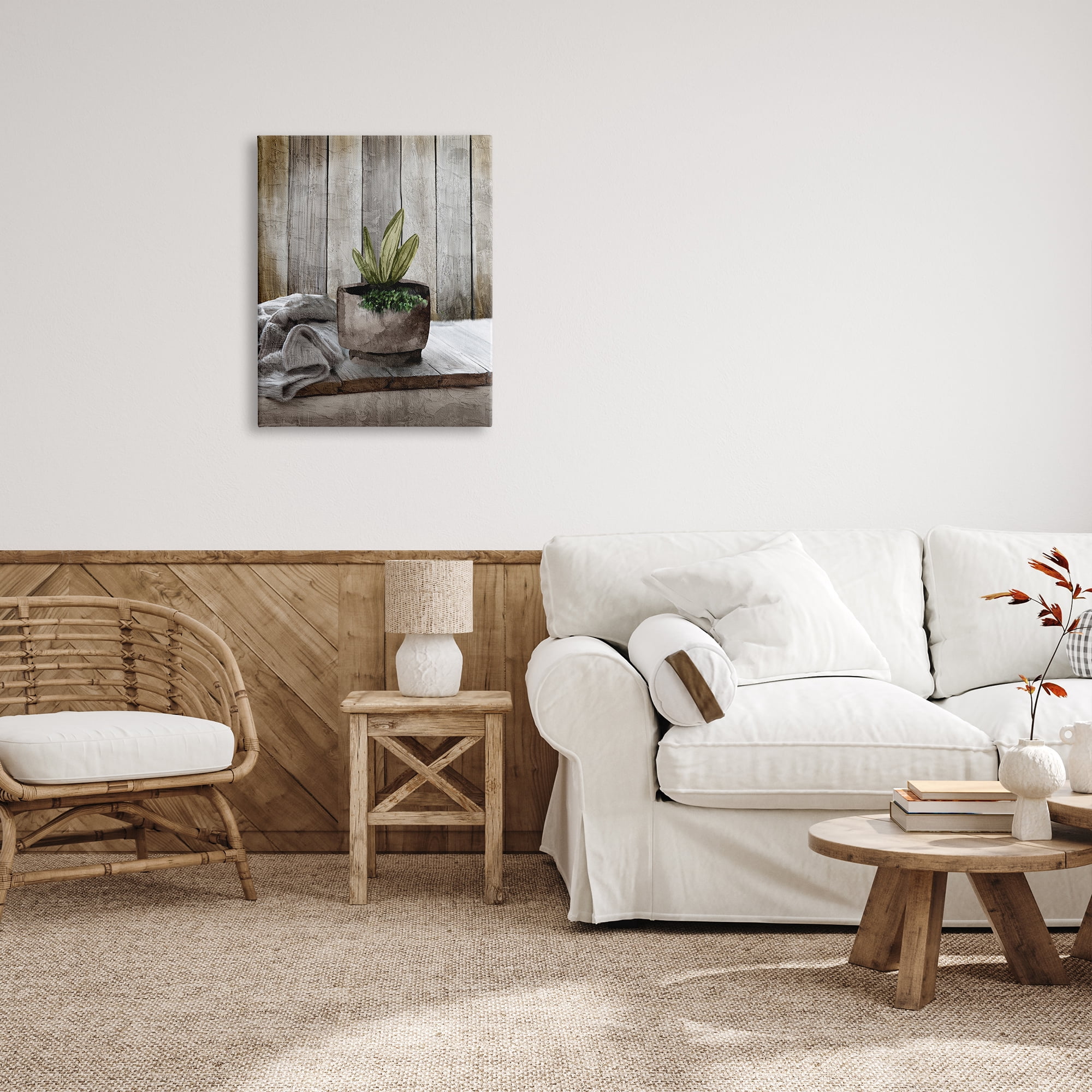 Stupell Industries Potted Plant Still Life Botanical & Floral Painting Gallery Wrapped Canvas Art Print Wall Art, 24 x 30
