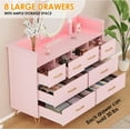 thumbnail image 3 of Accreate 8-Drawer Dresser with LED Light & Charging Station, Pink, 3 of 7