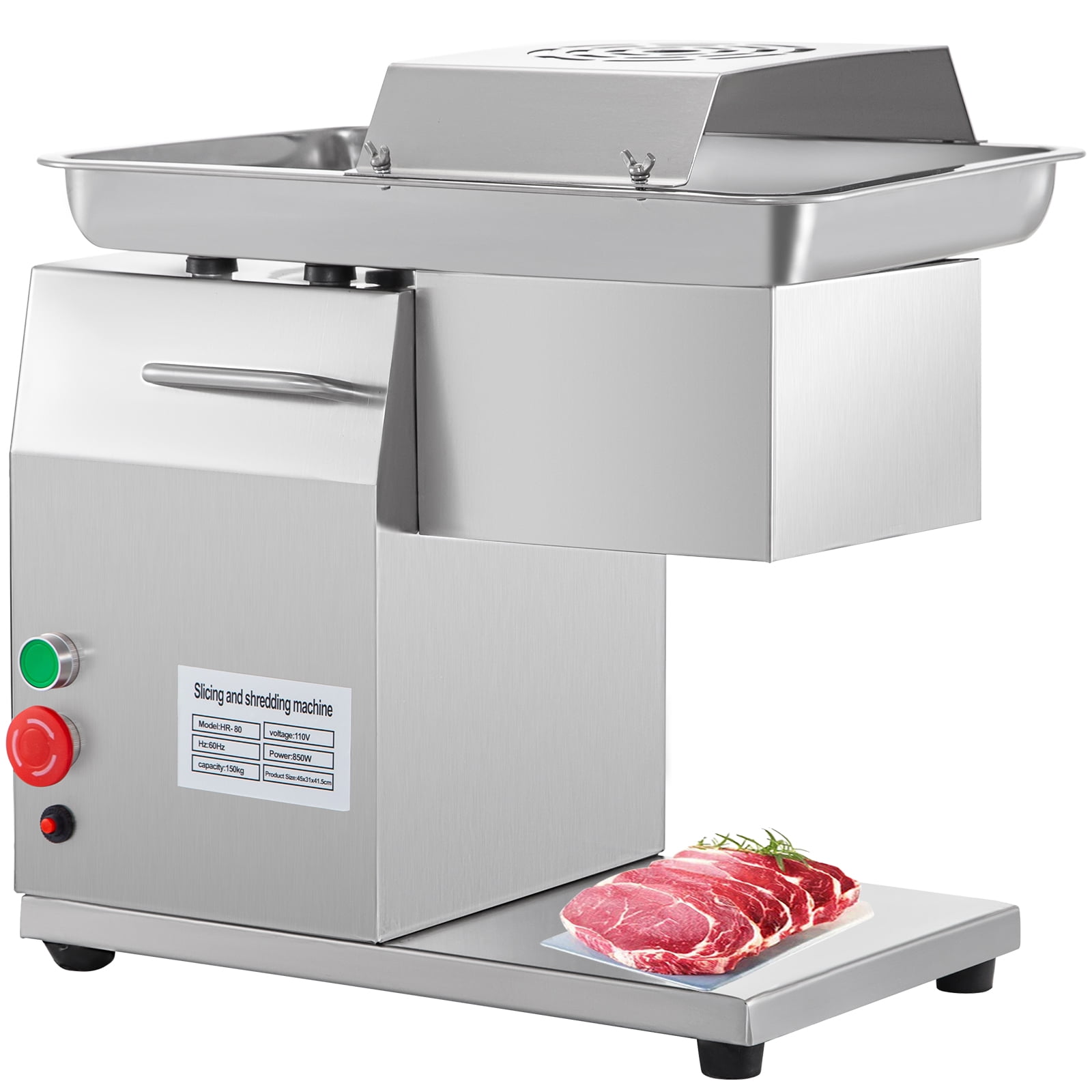 INTBUYING 110V Stainless Steel Meat Cutting Machine Meat Slicer QE 550W 3mm Blade 250Kg/Hour 