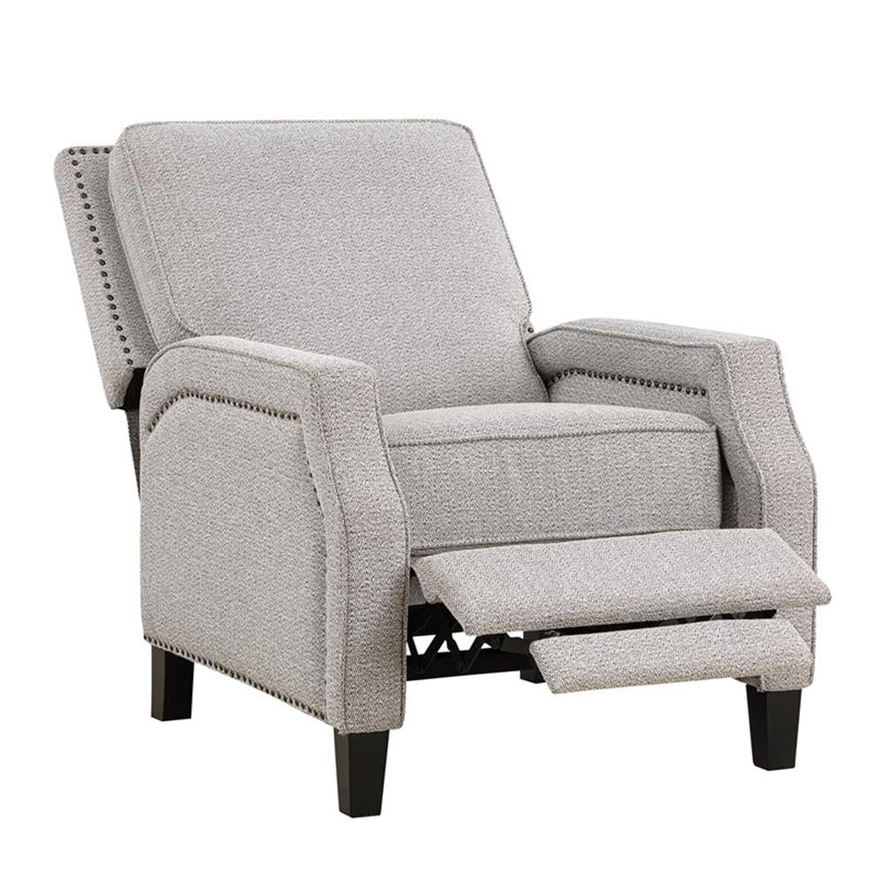 Lexicon Berenson Fabric Upholstered Push Back Living Room Solid Wood Frame Recliner Coconut Color