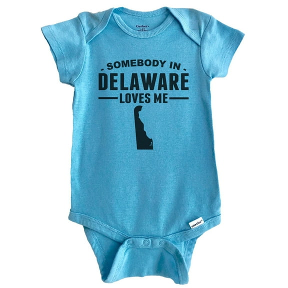 Somebody In Delaware Loves Me Baby Bodysuit - Delaware Baby Bodysuit (Blue), 0-3 Months
