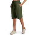 thumbnail image 2 of Quick Dry Shorts Women Cooling Breathable Knee Length Long Bermuda Shorts Plus Size Stretch Active Jogging Lady Athletic Walking Clothes With Pockets, 2 of 7