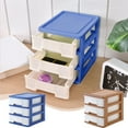 thumbnail image 1 of pstuiky Cabinet Drawer Organizer Plastic Storage Box with Drawers for Office Desk, 17.5X13X15.5Cm, Coffee Blue, 1 of 8