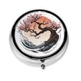 thumbnail image 1 of ZICANCN Round Pill Box Organizer with 3 Compartment, Cherry Blossom Sea Wave Portable Travel Pill Cases for Pocket or Purse, 1 of 6