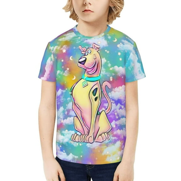 Scooby Doo Boys Girls T-Shirts Graphic Print Short Sleeve Tops Casual Crew Neck T-Shirt Streetwear for Youth Kids