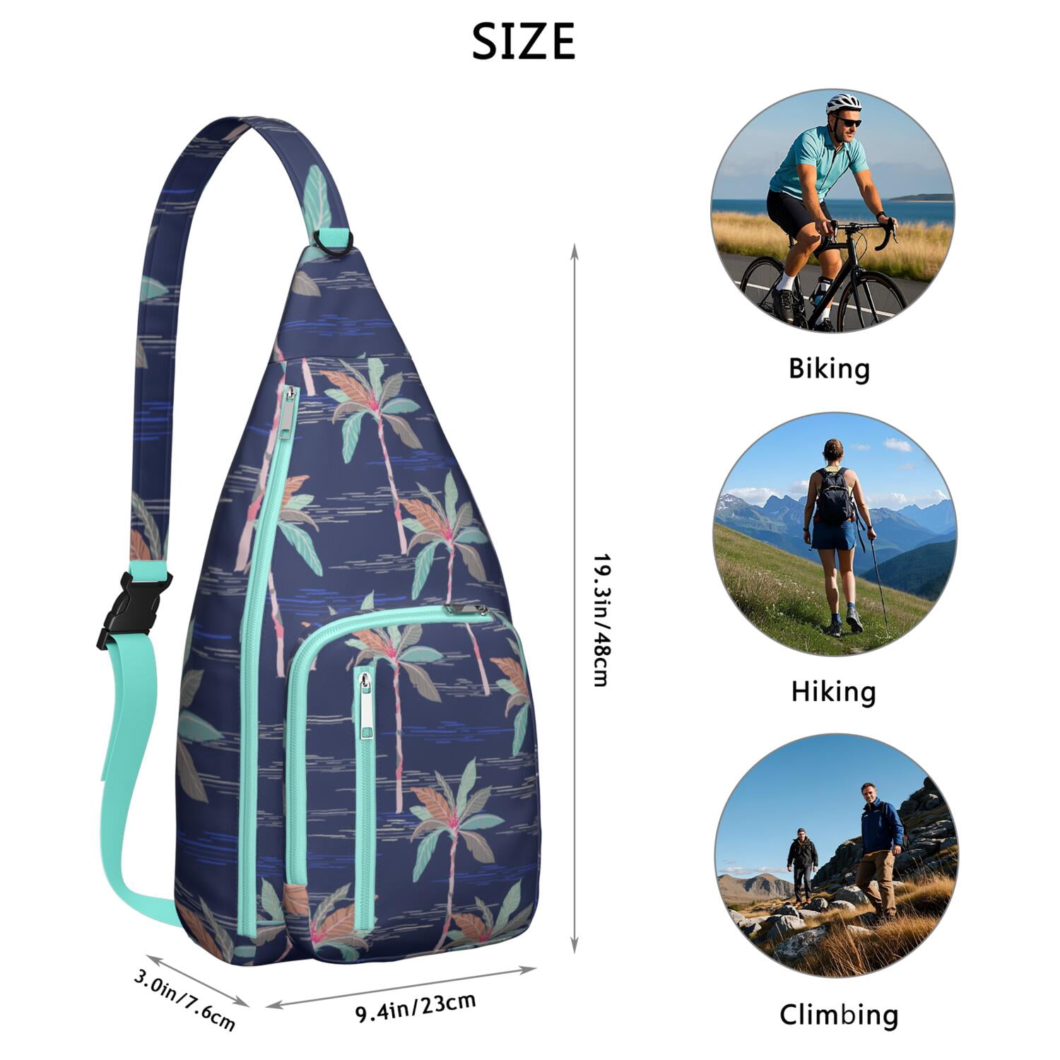 Safari Jungle Island Sling Bag, Multi-Pocket Chest Bag with Hide the Keyhole, Stylish for Women & Men