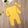 thumbnail image 6 of Gureui Baby Girls Boys Romper Solid Jumpsuit Linen Cotton Long Sleeve Ruffled Bodysuit Infant Clothes Outfit, 6 of 7