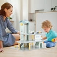 thumbnail image 4 of Costway 3-Tier Wooden Garage Playset with Working Elevator Helipad Ramp Car Wash Center, 4 of 10